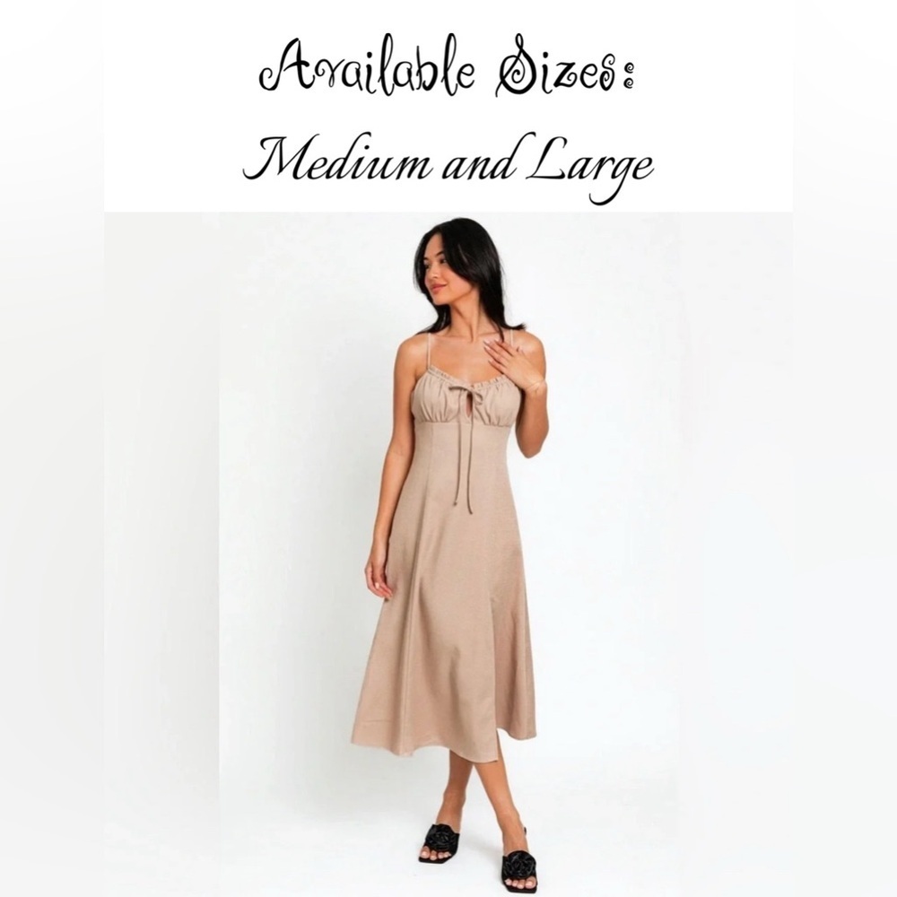 NWT-Flare Tie Front Slit Midi Dress